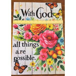 With God All Things are Possible Bright Flowers Yard Flag